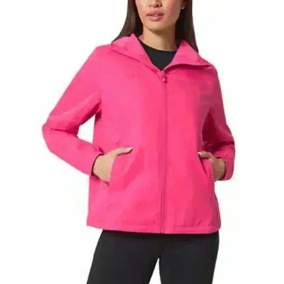 Women's Pink Packable Rain Jacket - Picture 5 of 14